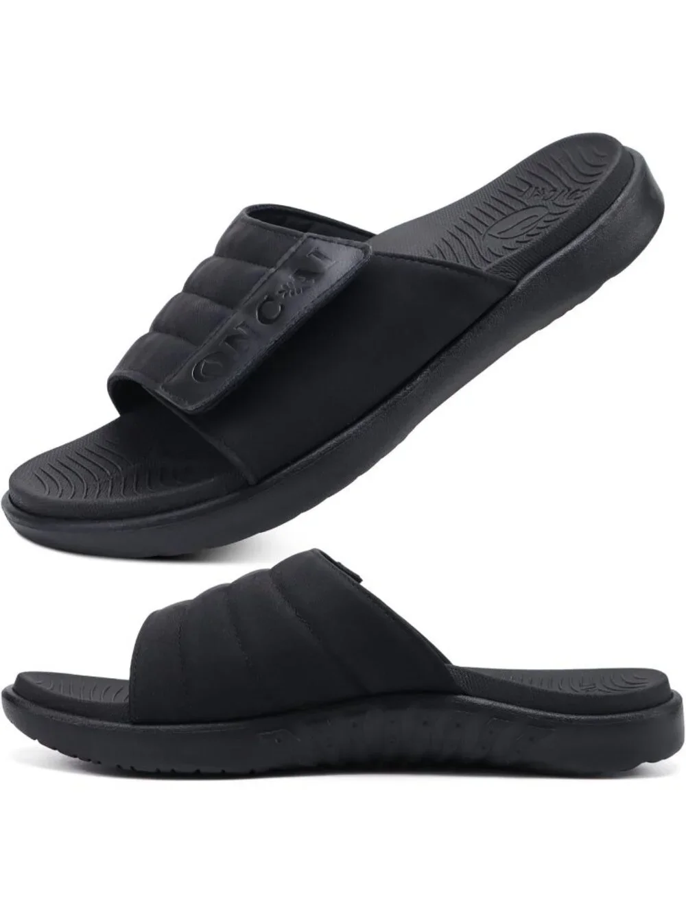 Men's Black Adjustable Orthotic Plantar Fasciitis Open Toe Athletic Sandal Shoes